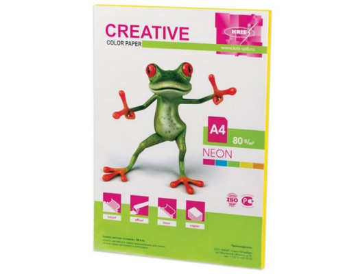 Бумага цветная А4 80г/м2 50л CREATIVE