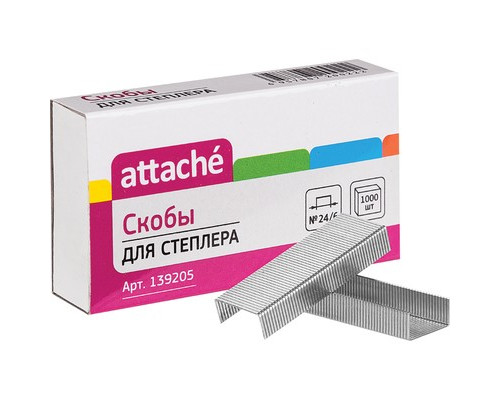 Скобы №24/6 оцинкованные, 1000шт Attache