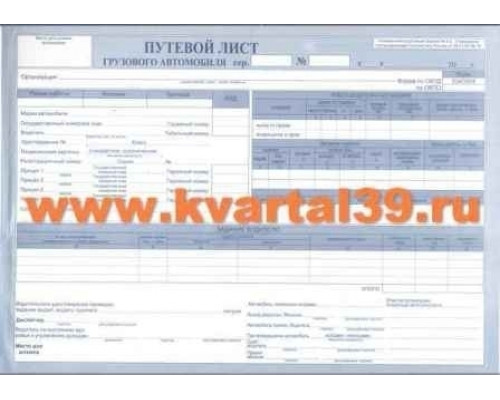 Бланк Путевой лист грузового транспорта 4С